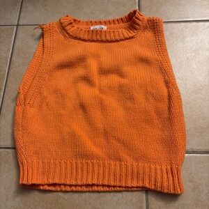 Women’s Orange High Neck Knit Sweater Vest Fall Layering